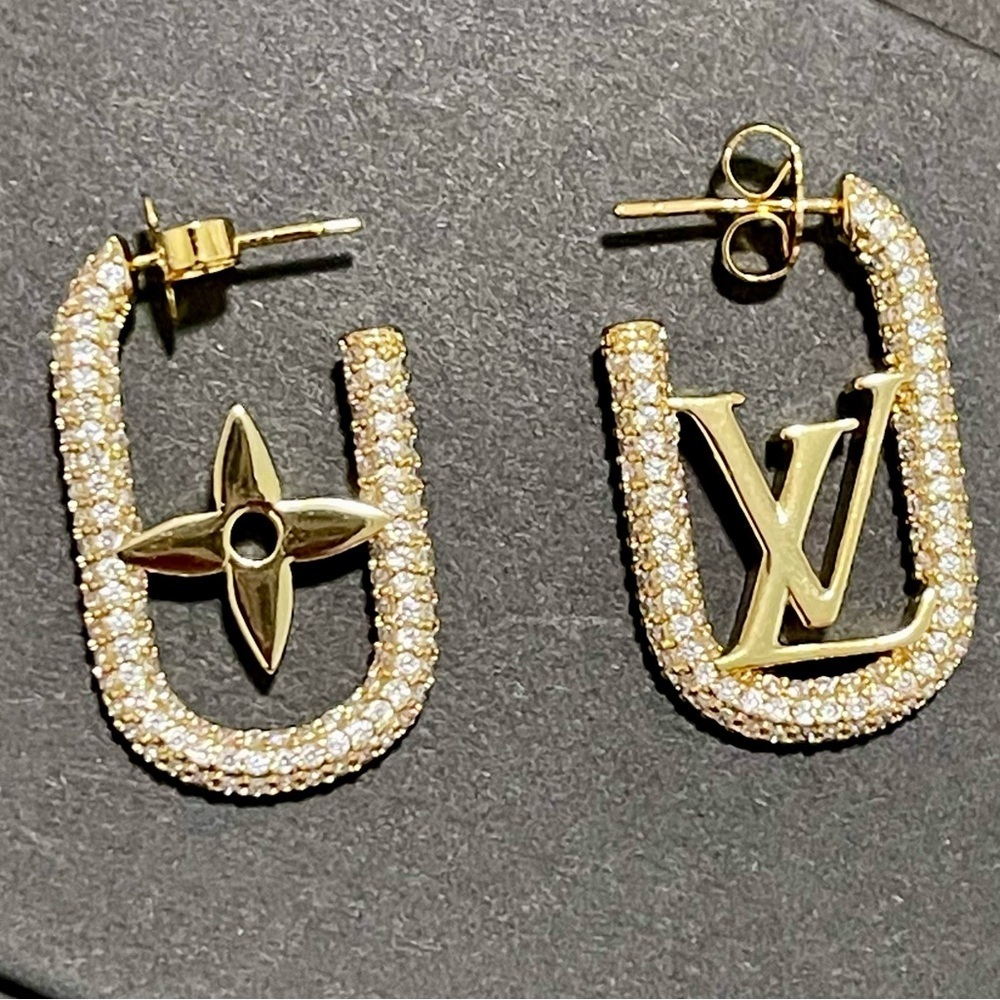 Small Gold or Silver LV Earrings w/Bling